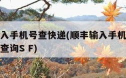 顺丰输入手机号查快递(顺丰输入手机号查快递单号查询S F)
