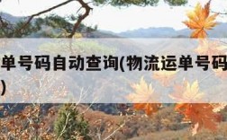 物流运单号码自动查询(物流运单号码自动查询软件)
