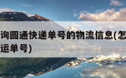 怎么查询圆通快递单号的物流信息(怎么查圆通快递运单号)
