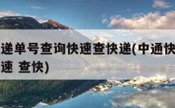 中通快递单号查询快速查快递(中通快递单号查询快速 查快)