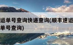 顺丰速运单号查询快递查询(顺丰速运单号查询官网单号查询)
