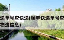 顺丰快递单号查快递(顺丰快递单号查快递单号查询物流信息)