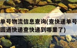 查快递单号物流信息查询(查快递单号物流信息查询圆通快递查快递到哪里了)