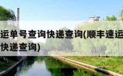 顺丰速运单号查询快递查询(顺丰速运单号查询单号快递查询)