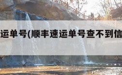 顺丰速运单号(顺丰速运单号查不到信息怎么回事)